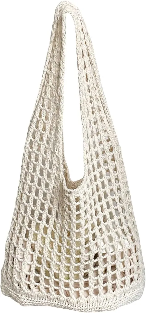 Verdusa Women's Hollow Out Knit Tote Handbags Crochet Shoulder Bag