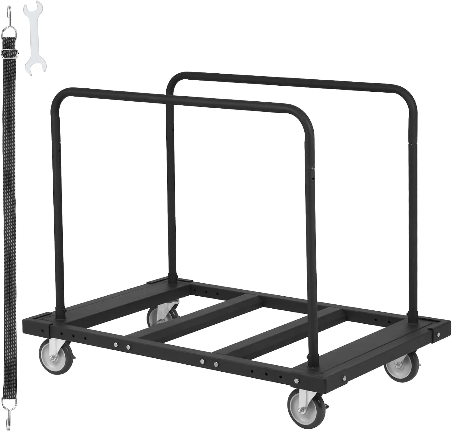 VEVOR Folding Table Cart, 1800 LBS Heavy Duty Table Trolley with 5" Swivel Wheels, Black Desk Trolley for Garage, Home, Warehouse, Party Event Hotel Furniture 10 Table Capacity