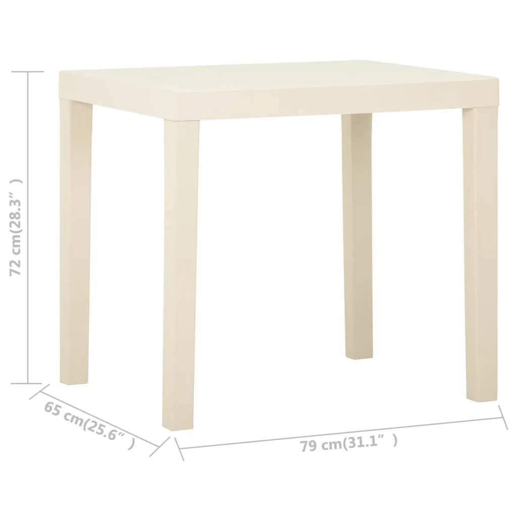 vidaXL Garden Table White Plastic Medium Lightweight Garden Table
