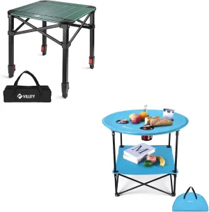 VILLEY Folding Camping Square Table with Carry Bag Folding Camping Table with Carry Bag