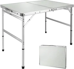 VILLEY Folding Camping Table, 3ft Small Portable Lightweight Outdoor Table with Aluminum Adjustable Legs for Travel Picnic Cooking Beach