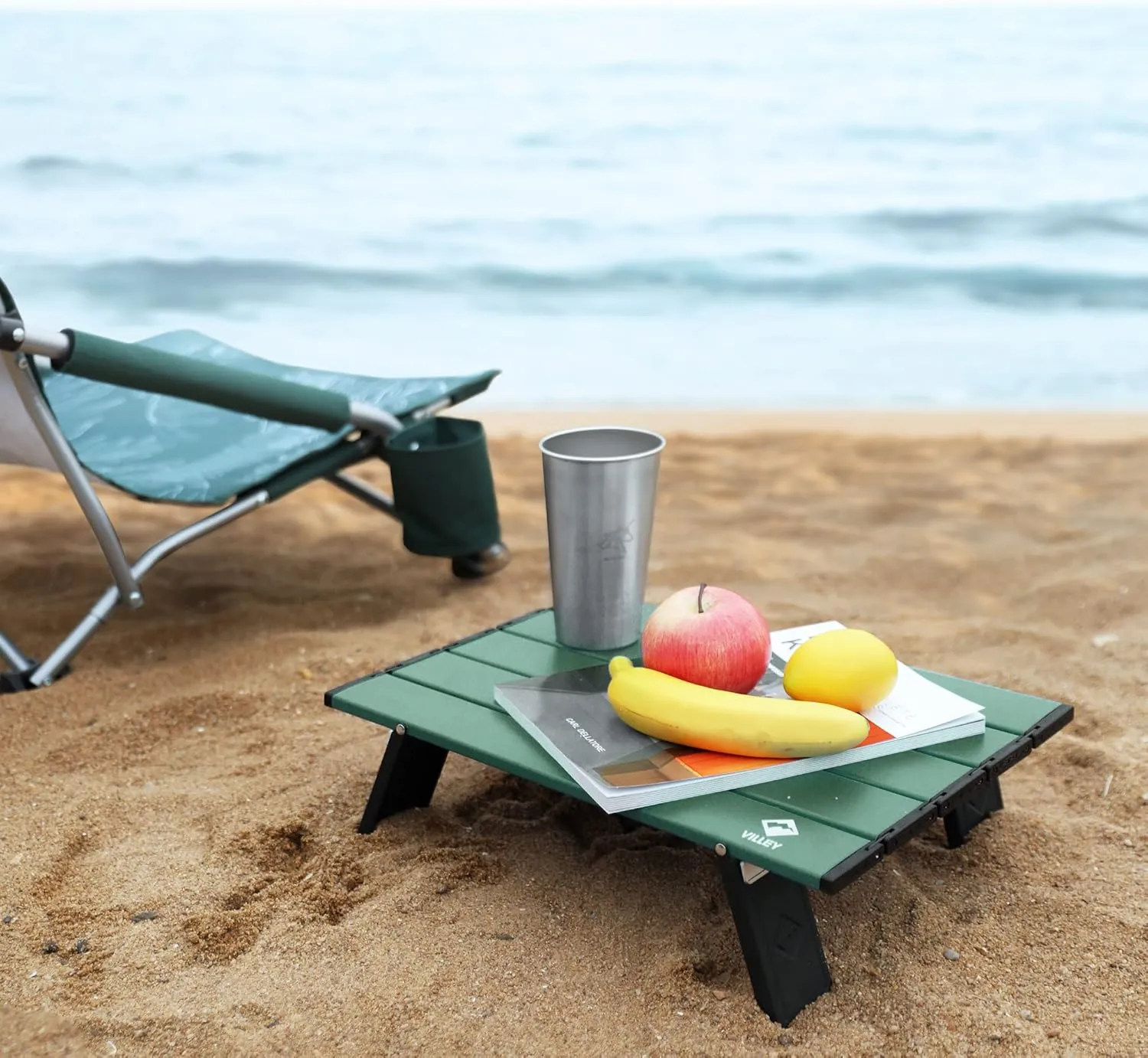 VILLEY Portable Mini Folding Beach Table, Ultralight Aluminum Side Table with Carry Bag for Camping, Picnics, and Outdoor Activities