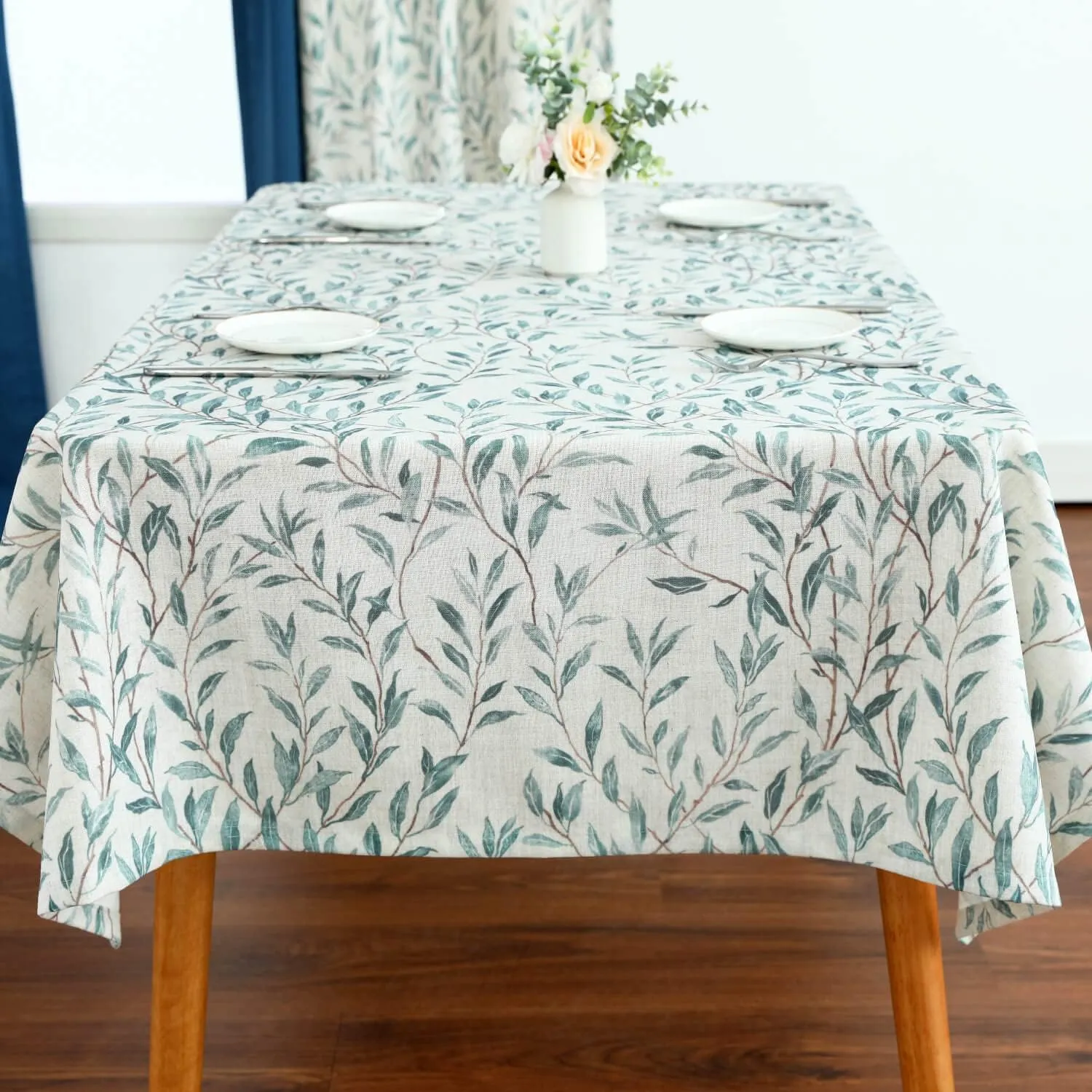 VOGOL Leaves Pattern Tablecloth, 52 x 84 Inches Heavy Weight Country Table Cloth, Washable Wrinkle Free Table Cover Home Decoration