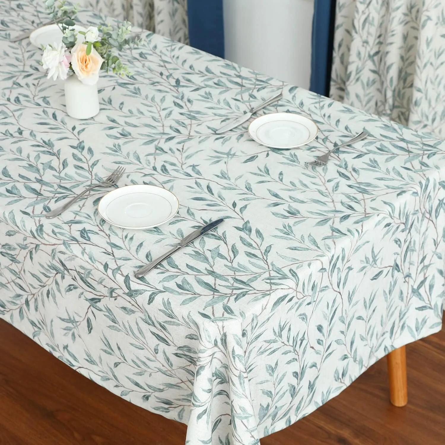VOGOL Leaves Pattern Tablecloth, 52 x 84 Inches Heavy Weight Country Table Cloth, Washable Wrinkle Free Table Cover Home Decoration