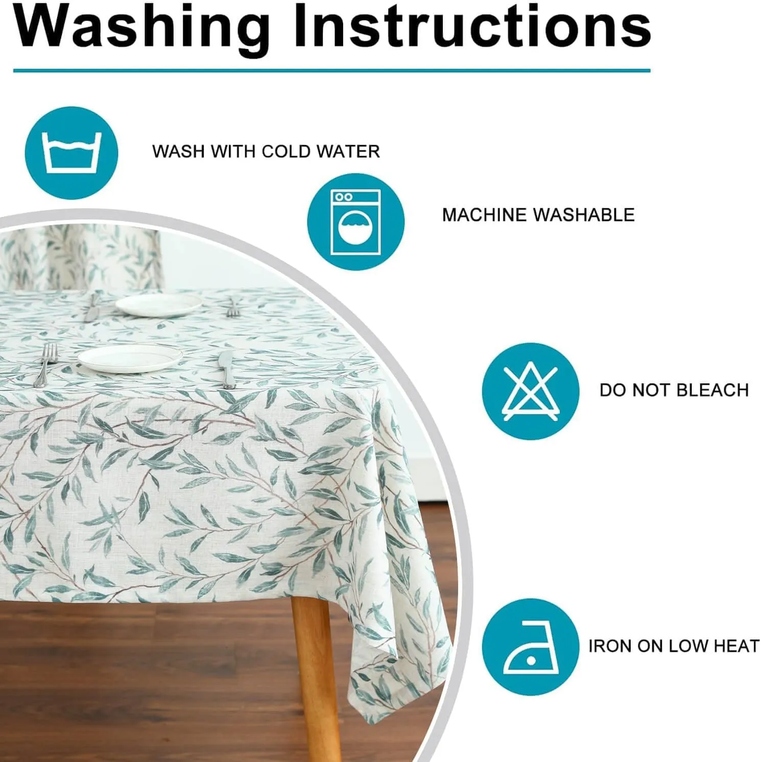 VOGOL Leaves Pattern Tablecloth, 52 x 84 Inches Heavy Weight Country Table Cloth, Washable Wrinkle Free Table Cover Home Decoration
