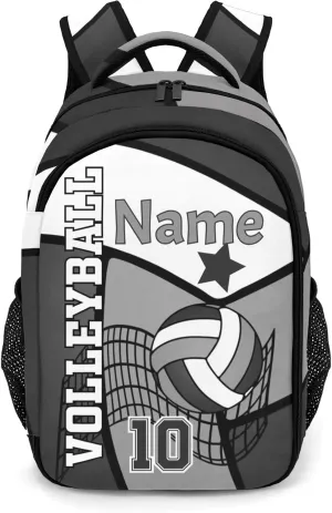 Volleyball Gray Black White Customized Waterproof Backpacks Shoulders Bags Daypacks