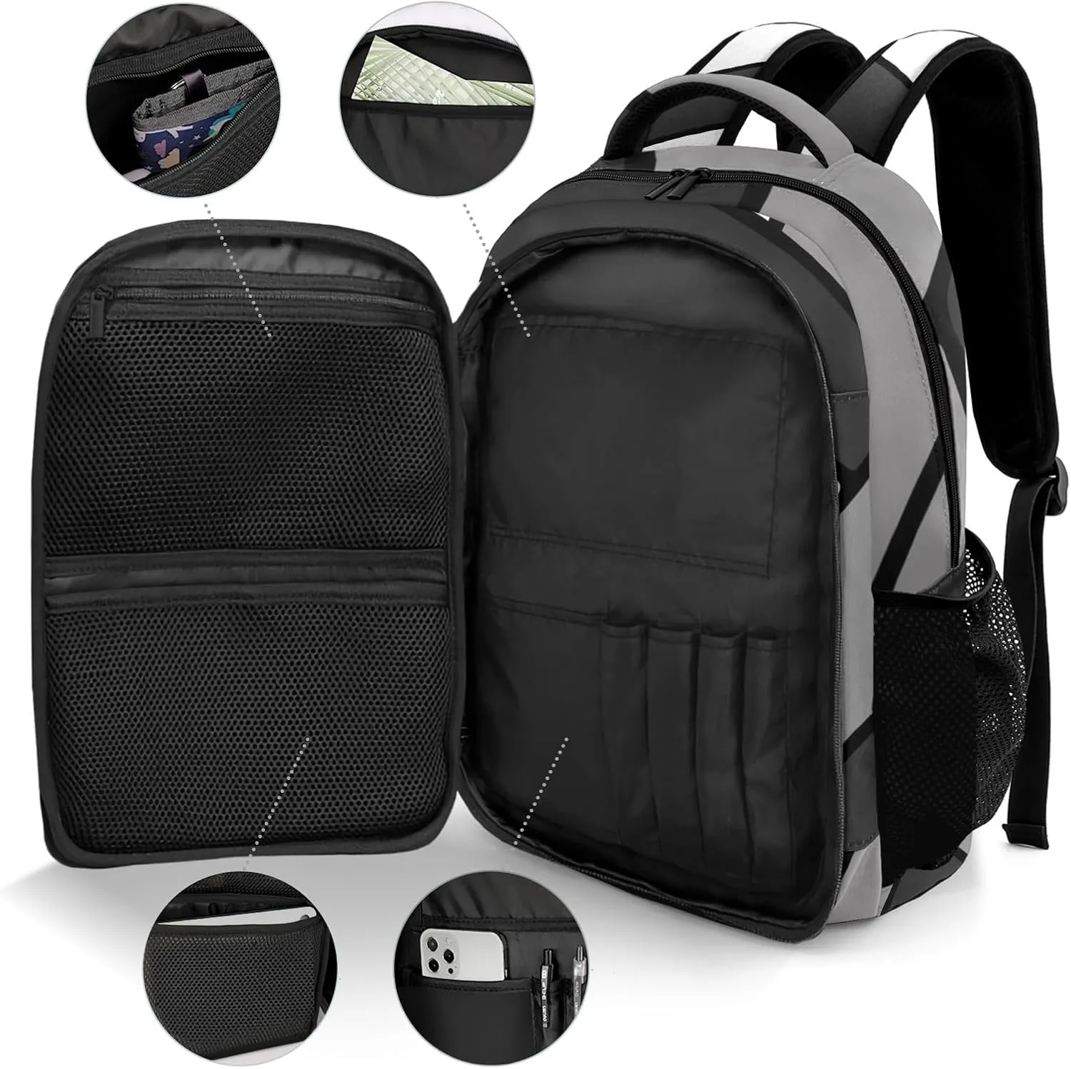 Volleyball Gray Black White Customized Waterproof Backpacks Shoulders Bags Daypacks