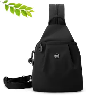 Vovtva Backpack Chest Bags Double Zipper Large Capacity, Street-Lite-Chic Versatile Travel Bag,Multi-Compartment Backpack (Black)