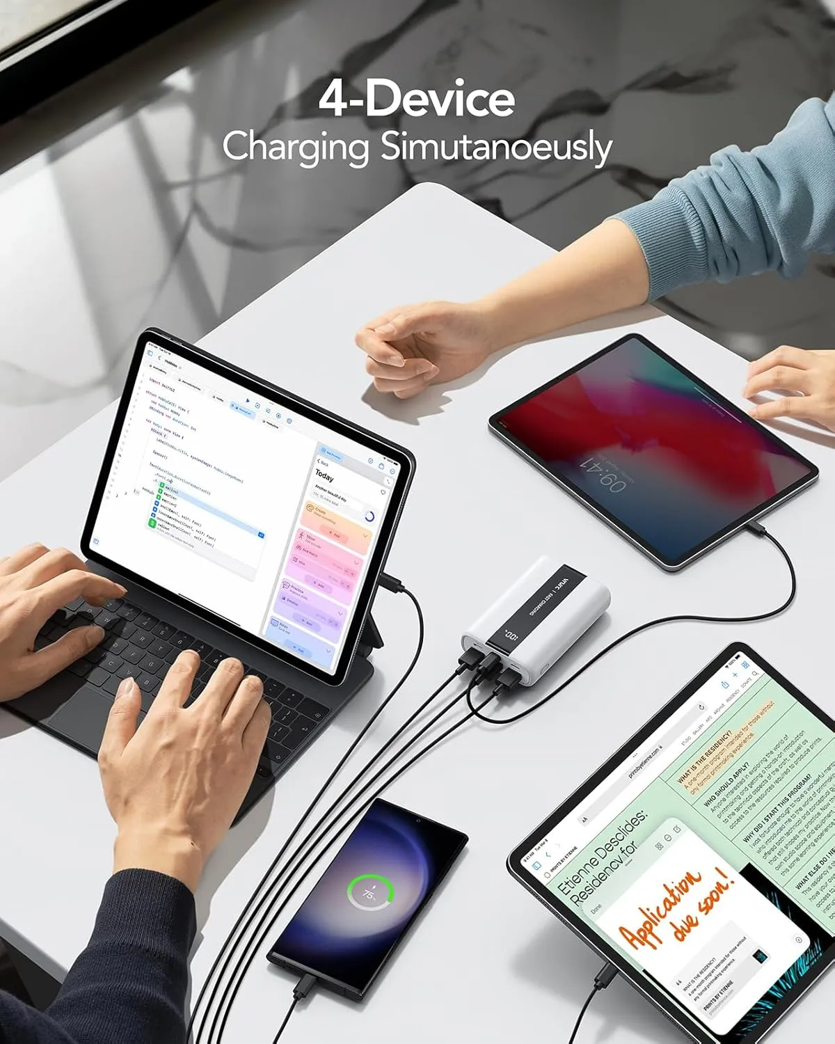 VRURC Power Bank,20000mAh Portable Charger Fast Charging,Compact Travel Essentail,4 Outputs 3 Inputs Battery Pack USB C for iPhone Series,Samsung,Android-White