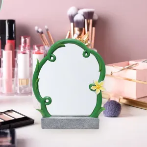 Walbest Flower Vine Vanity Mirror for Desk, Table Vanity Mirror with Stand, Portable Makeup Mirror for Bedroom Decoration