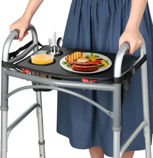 Walker Tray for Folding Walker, Trays for Walkers for Seniors Detachable with Cup Holder,Walker Trays for Rolling Folding Walker,Walker Accessories for Elderly