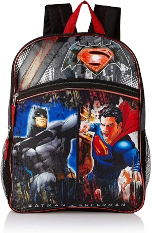Warner Brothers Boys' Batman Vs. Superman Backpack Bundle, GREY/BLACK, 16" X 12" X 5"