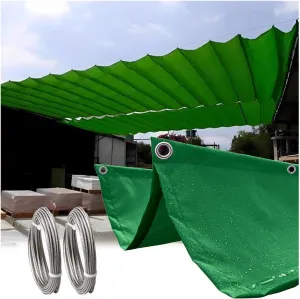 Water Proof Shade Sails, Retractable Wave Sun Shade Sails, 95% UV Block with Stainless Steel Rope, Outdoor Awning Canopy for Pergola Garden Patio Deck Gazebo, Roof Shelter