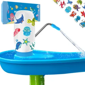 Water Table Pump, Water Pump for Water Table, Dual Motor Double Continuous Water Output, Toddler Water Table Accessories with Waterproof Decorative Stickers, Summer Outdoor Toys for Boys Girls