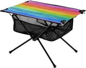 Watercolour Rainbow Stripe Pattern Portable Camping Table,Outdoor Folding Table,Beach Table,Suitable for Camping,Hiking,Picnic