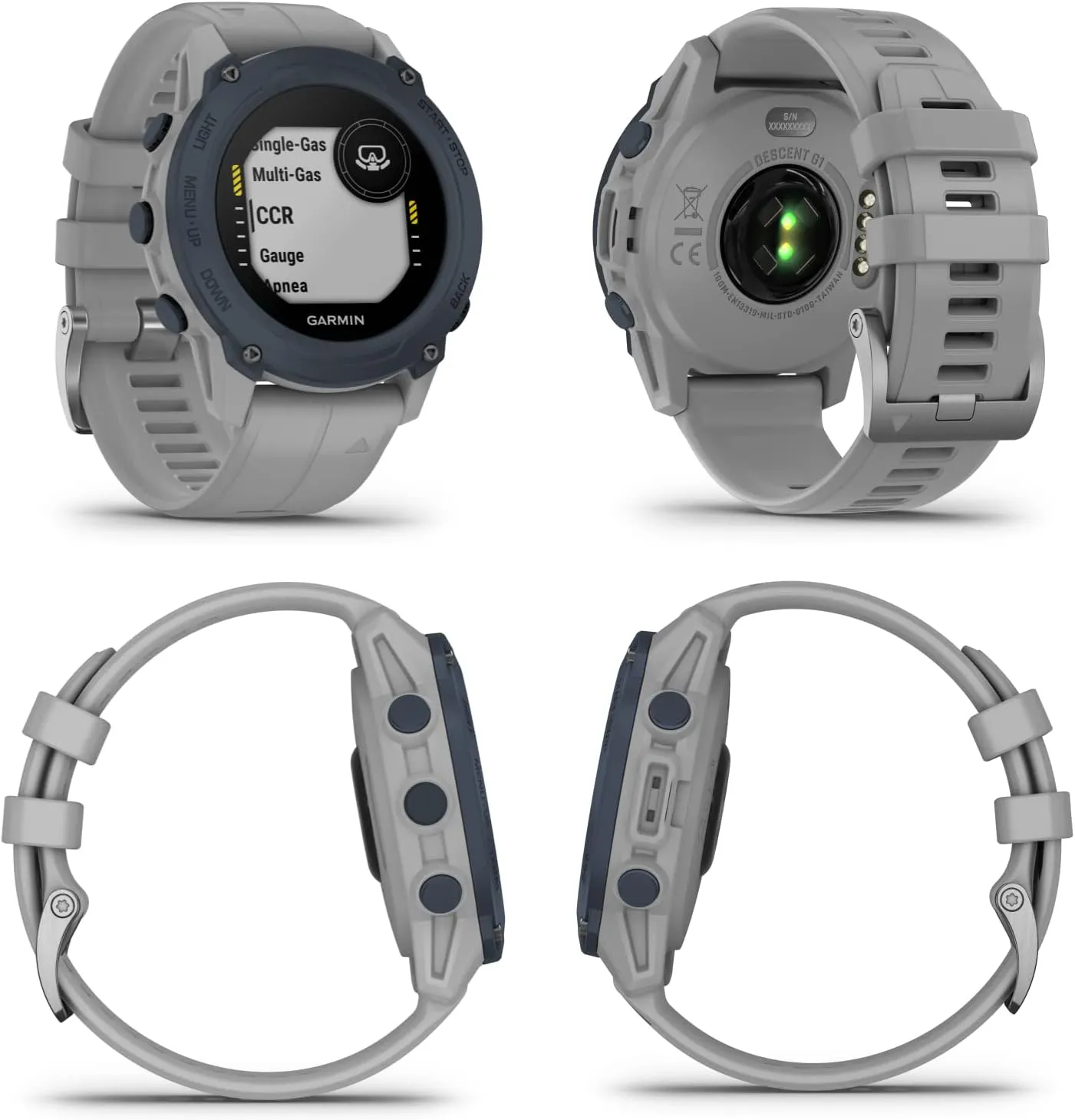 Wearable4U - Garmin Descent G1 Rugged Dive Computer, Multiple Dive Modes, Powder Gray with Power Bundle