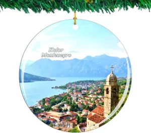Weekino Kotor’s Castle of San Giovanni Montenegro Christmas Ornament City Travel Souvenir Collection Double Sided Porcelain 2.85 Inch Hanging Tree Decoration