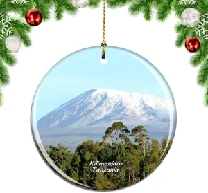 Weekino Tanzania Kilimanjaro Christmas Xmas Tree Ornament Decoration Hanging Pendant Decor City Travel Souvenir Collection Double Sided Porcelain 2.85 Inch