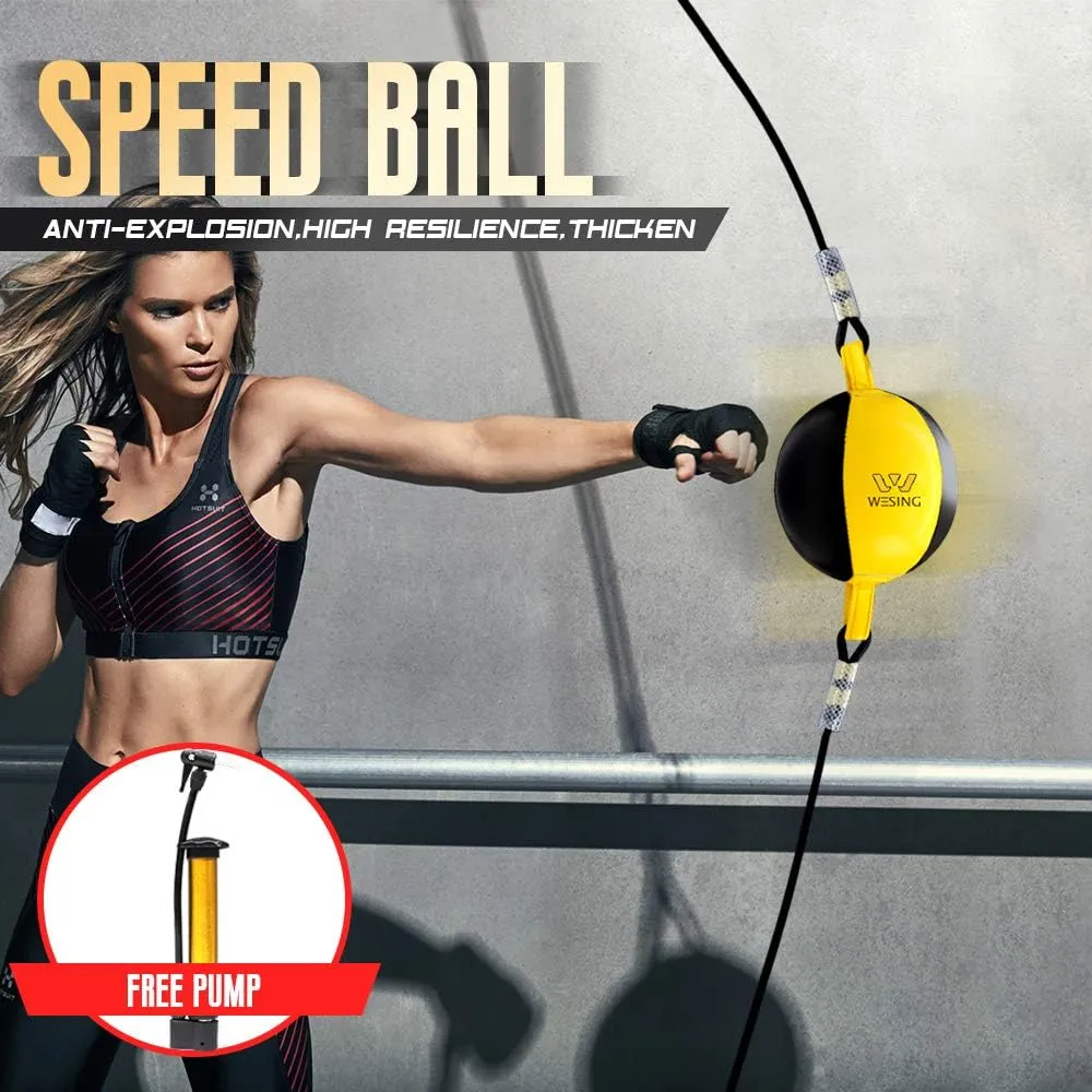 Wesing Double End Striking Bag Leather Boxing Speed Ball Bag