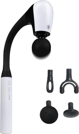 Westinghouse Long Handle Curved Massage Gun for Neck & Shoulder Pain, Rechargeable, Up to 5 Hours of Battery, 4 Head Attachments, 5 Percussion Massage Speed Levels, Deep Tissue Self Massager