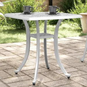 White Cast Aluminum Garden Table, Lightweight Side Tables for Outdoor, Coffee, Camping, Dining, Portable Table Furniture