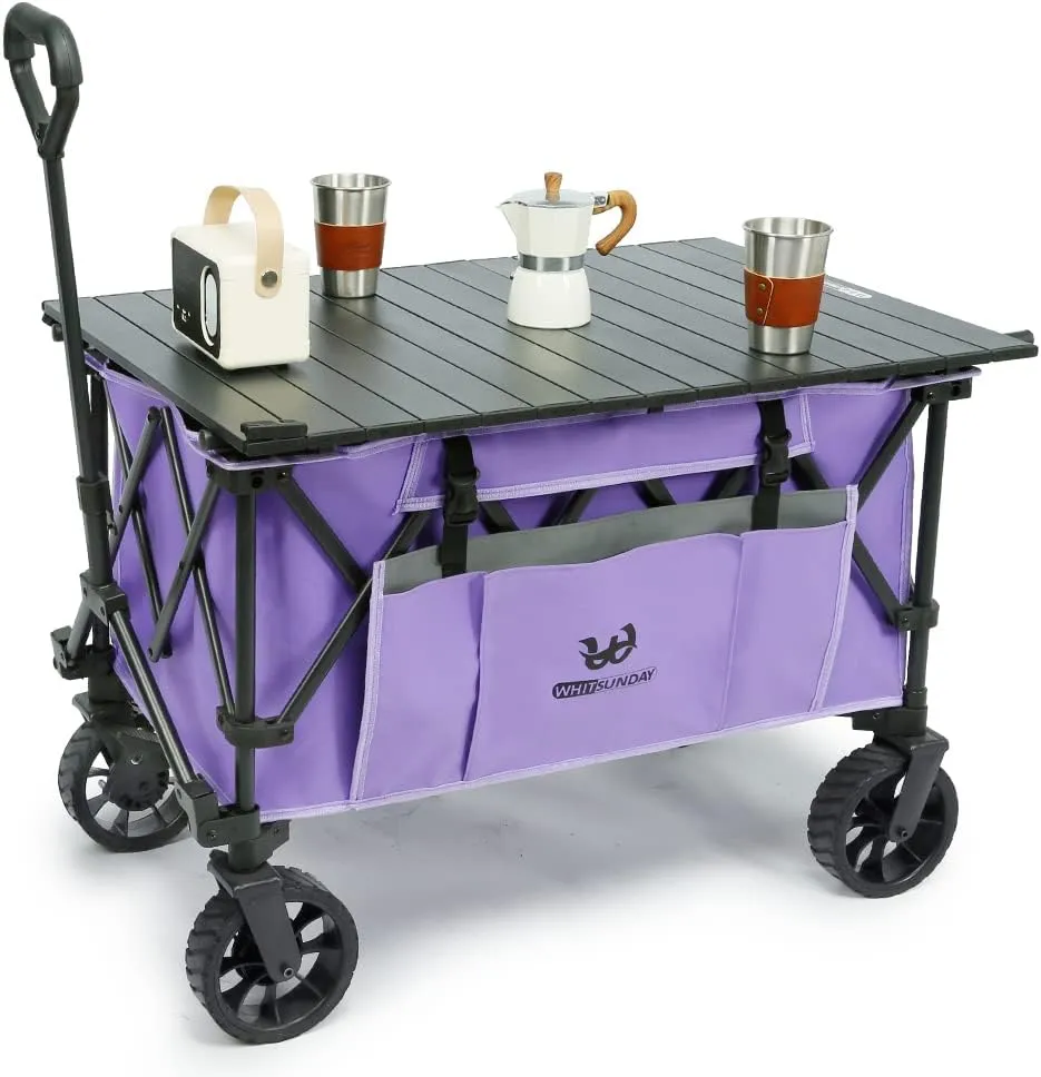Whitsunday Portable Camping Movable Table,Ultralight Aluminum Folding Beach Table for Outdoor Cooking, Picnic, Camp, Travel-Purple
