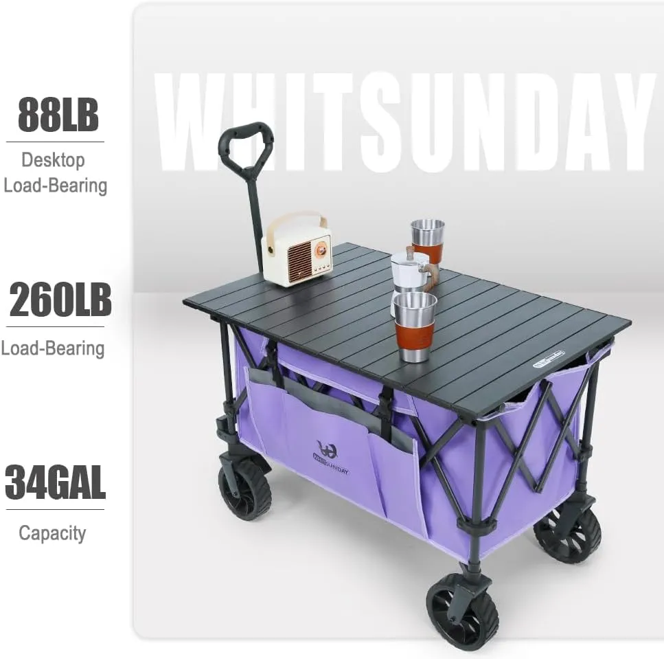 Whitsunday Portable Camping Movable Table,Ultralight Aluminum Folding Beach Table for Outdoor Cooking, Picnic, Camp, Travel-Purple