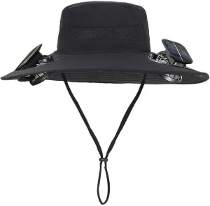 Wide Brim Hat with Fans Solar Power, UPF 50  Solar Panel Fan Hat for Beach Fishing Outdoor Camping Hiking