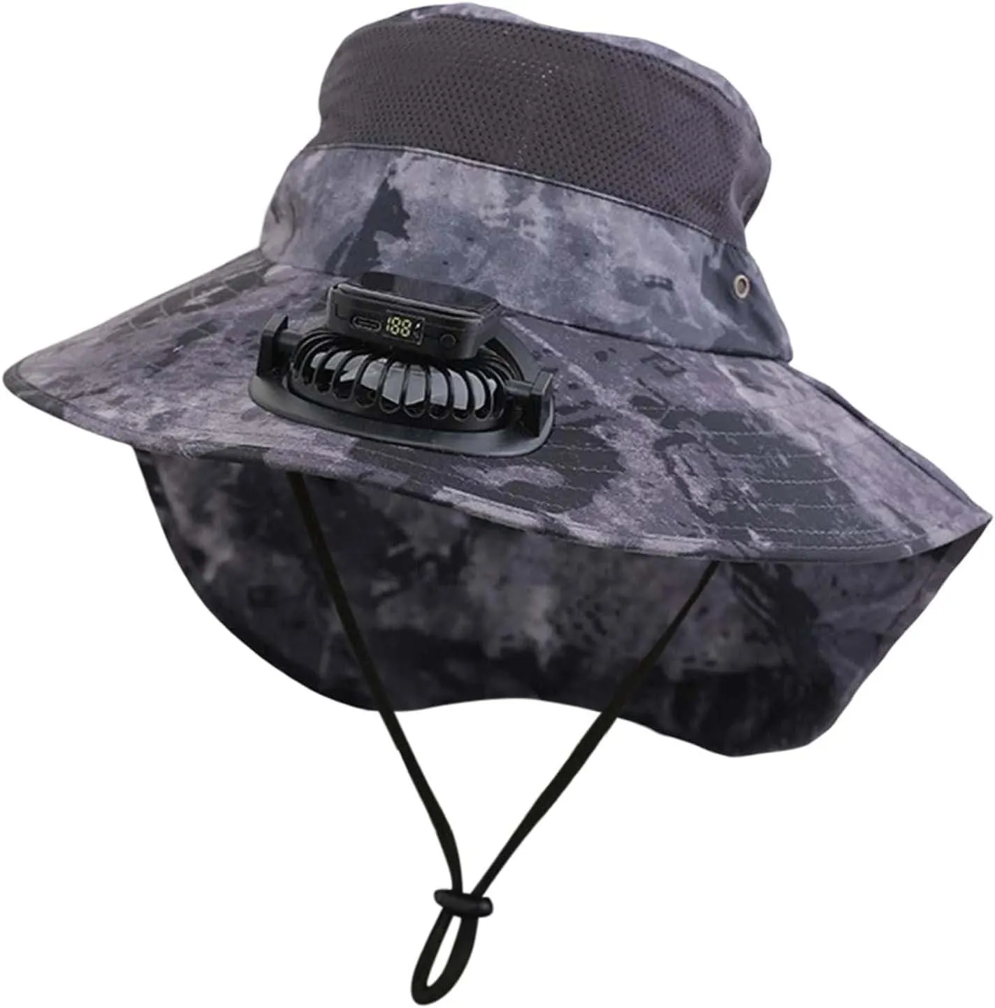 Wide Brim Hat with Fans Solar Power, UPF 50  Solar Power Fan Bucket Hat for Camping Outdoor Fishing Beach Hiking