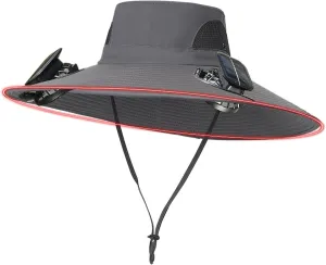 Wide Brim Solar Fan Hat, UPF 50  Bucket Hats with Solar Powered Fans for Beach Outdoor Hiking Camping Fishing
