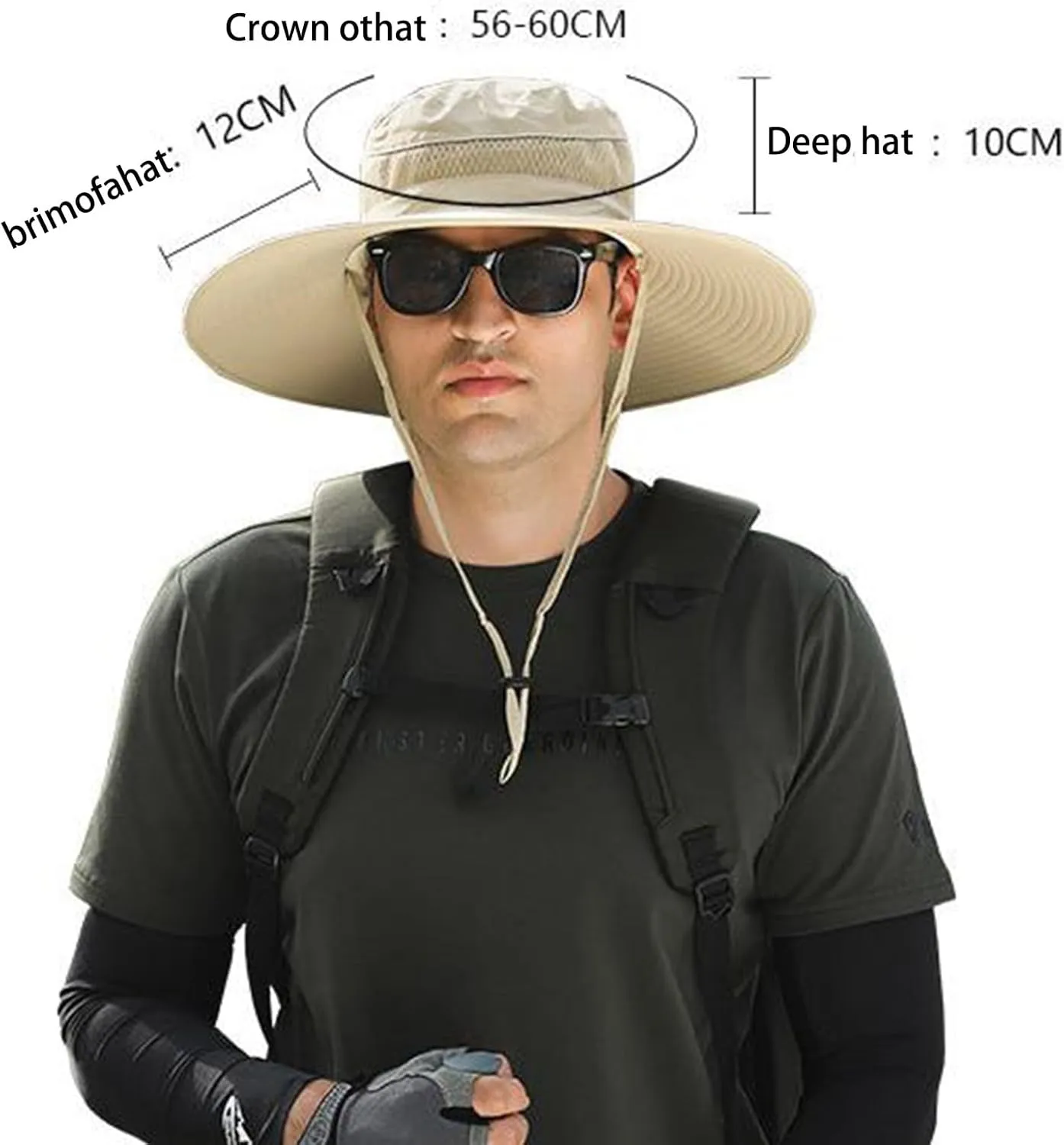 Wide Brim Solar Fan Hat, UPF 50  Bucket Hats with Solar Powered Fans for Fishing Hiking Beach Camping Outdoor
