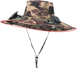 Wide Brim Solar Fan Hat, UPF 50  Solar Fan Sun Hat for Fishing Outdoor Beach Camping Hiking