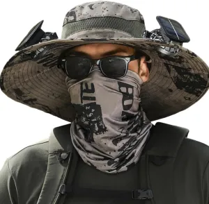 Wide Brim Solar Fan Hats for Woman, UPF 50  Solar Power Fan Bucket Hat for Camping Beach Hiking Outdoor Fishing