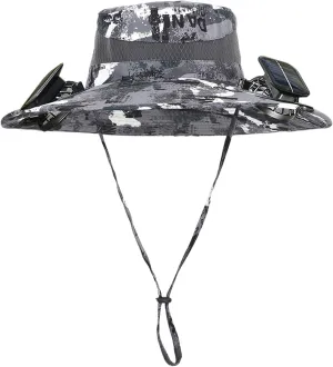 Wide Brim Solar Fan Outdoor Fishing Hat Hats for Men Women & USB Charging,Upf50 