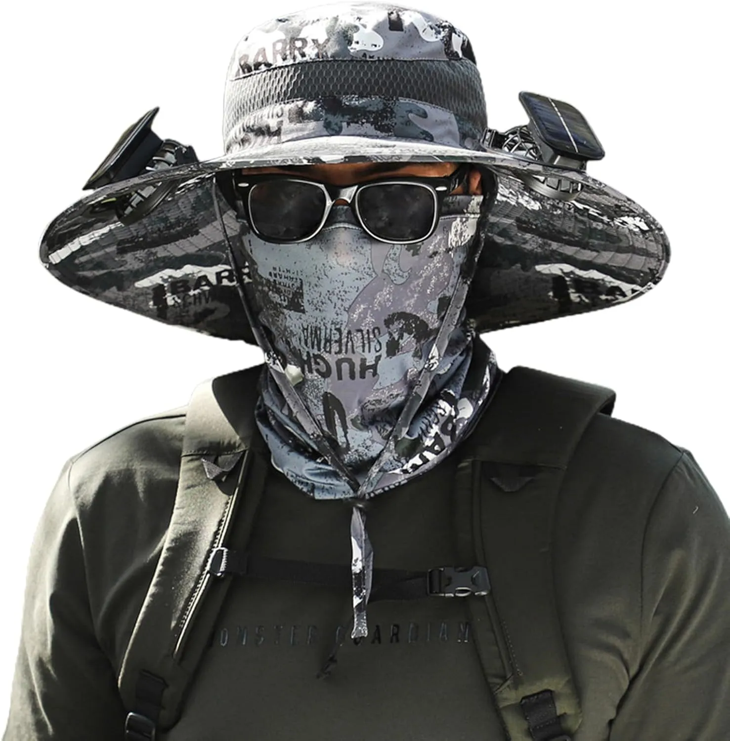Wide Brim Solar Fan Outdoor Fishing Hat Hats for Men Women & USB Charging,Upf50 