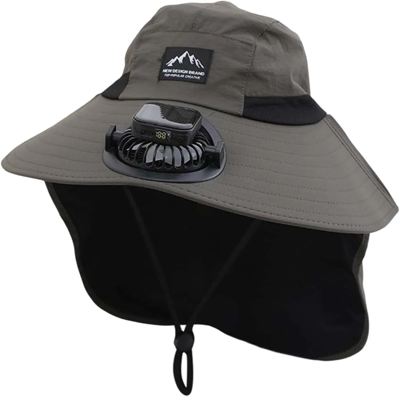 Wide Brim Solar Power Fan Hat, UPF 50  Bucket Hat with Solar Powered Fans for Beach Fishing Hiking Camping
