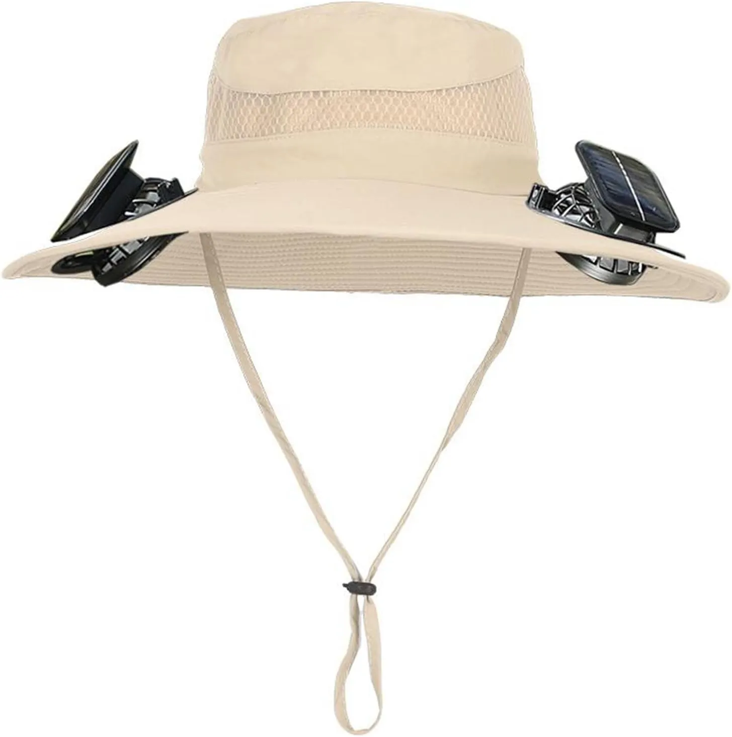 Wide Brim Solar Power Fan Hat, UPF 50  Bucket Hat with Solar Powered Fans for Outdoor Fishing Camping Hiking
