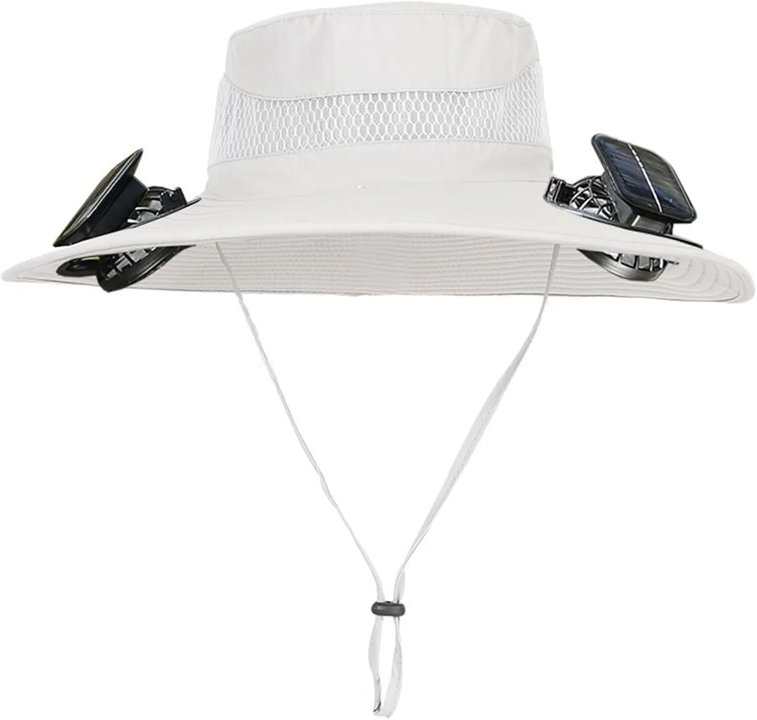 Wide Brim Solar Power Fan Hat, UPF 50  Solar Power Fan Bucket Hat for Hiking Camping Beach Outdoor Fishing