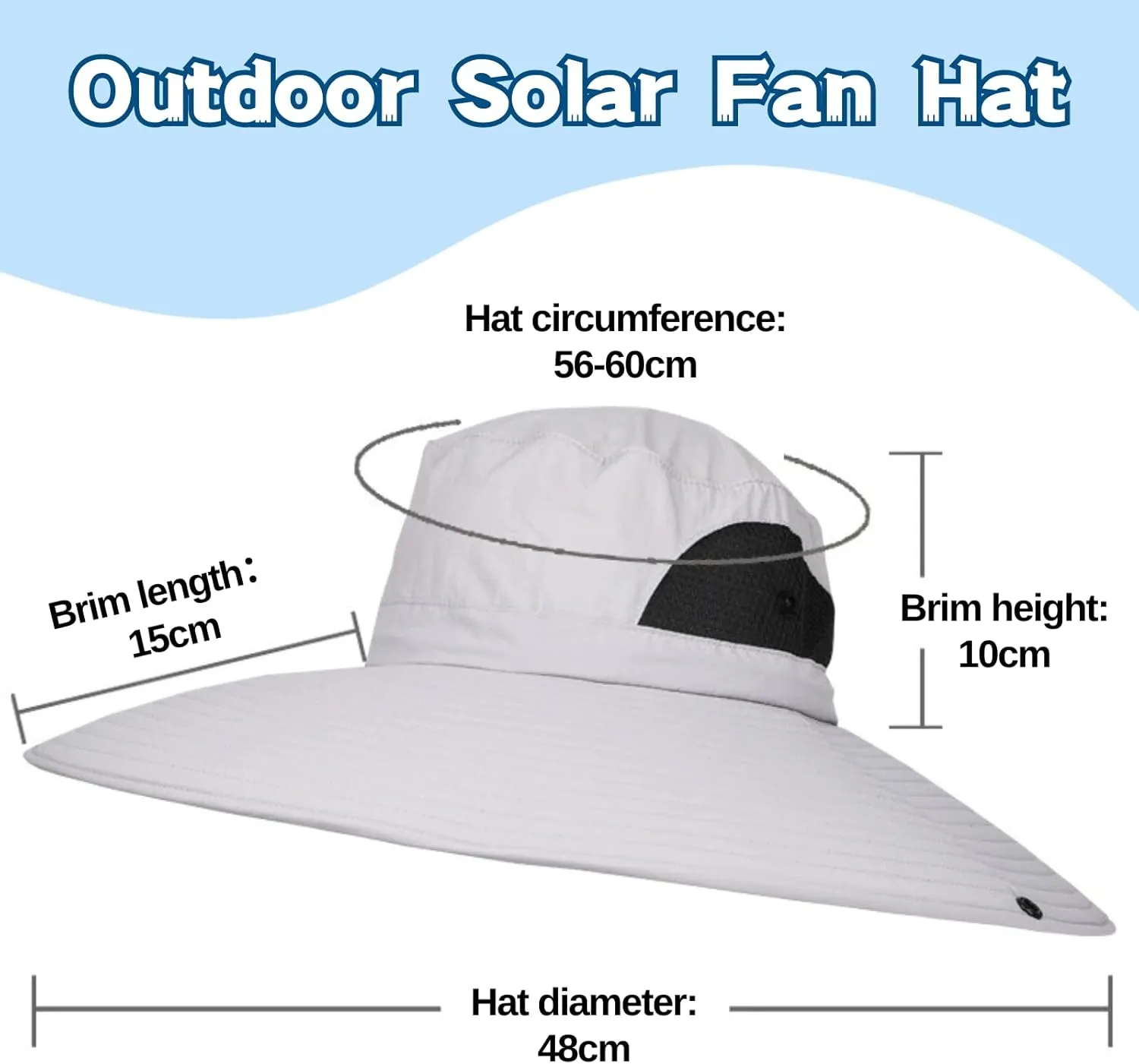 Wide Brim Sun Hat with Solar Fan, Solar Fan Hat, Men Sunscreen Sun Hats with Fans, SolarFan Outdoor