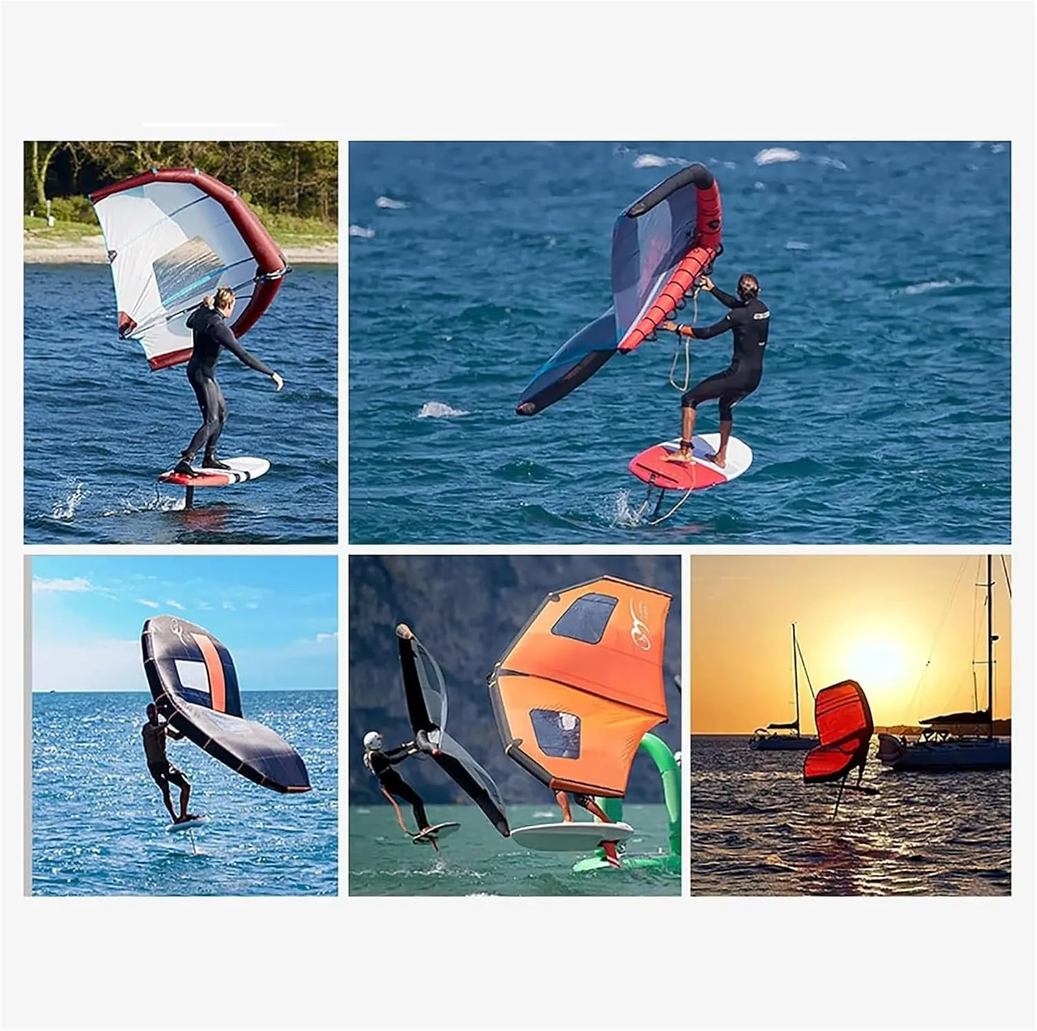 Windsurfing Board，Inflatable Foil Hydrofoil， Unbreakable Inflatable Wing Foil Portable Kitesurfing Surfboarding with Window Design and Repair Kit