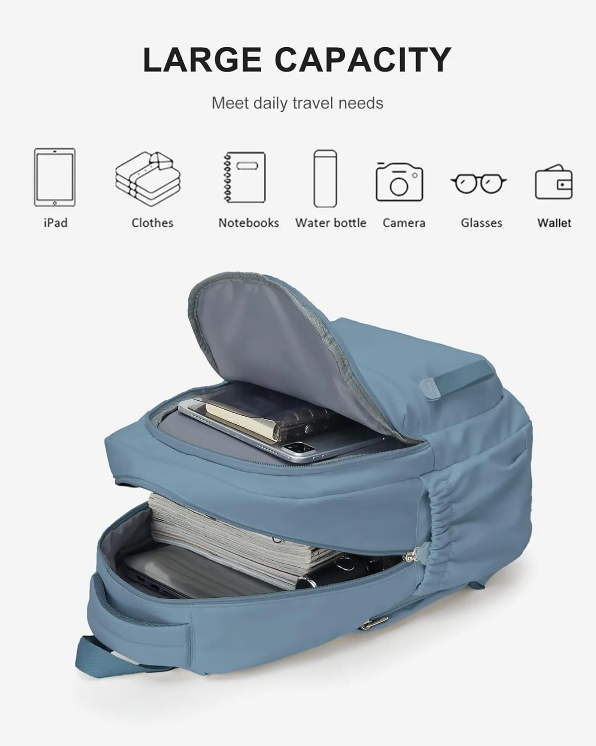 winspansy Small Backpack For School Girls Boys Aesthetic Lightweight Travel Daypack Simple Cute Backpack For Women Men College High School Bookbag Fit 14 Inch Laptop With USB charging port, Blue