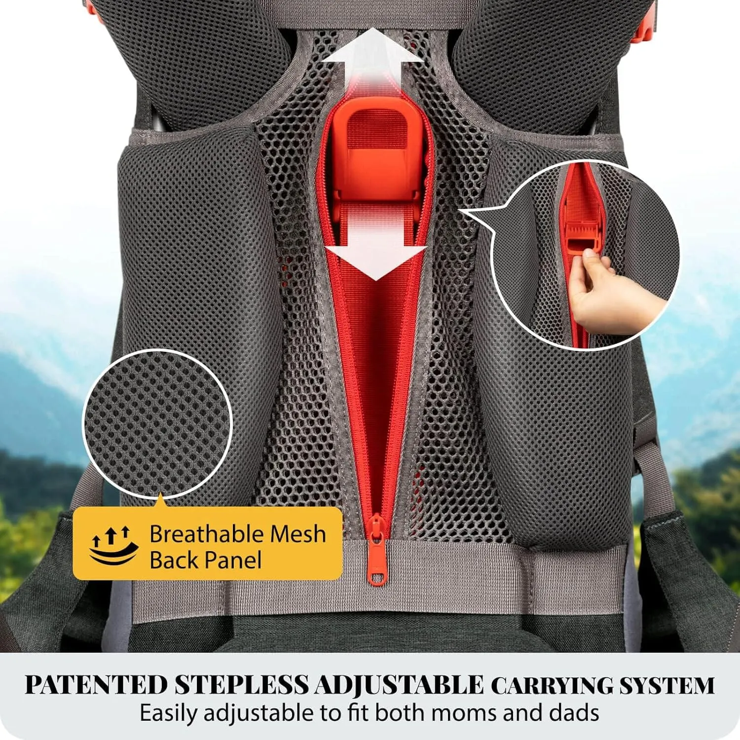 WIPHA Baby Carrier - Upgraded Hiking Backpack with Safety Seat, Lightweight Large Capacity Toddler Carrier (Black)