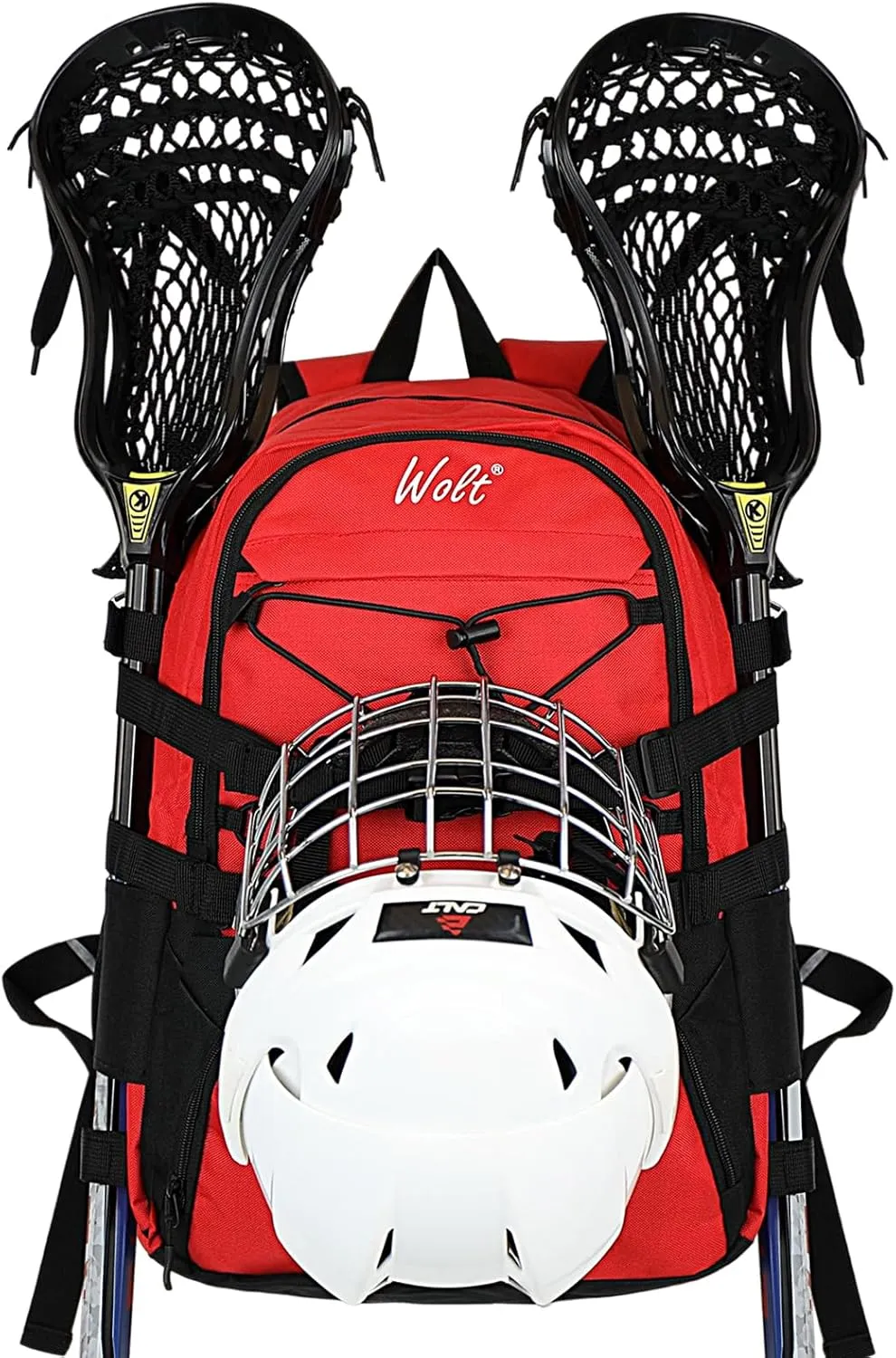 WOLT Lacrosse Bag-Lacrosse Backpack with Two Sticks Holder-Large Field Hockey Bag Holds All Sport Gears
