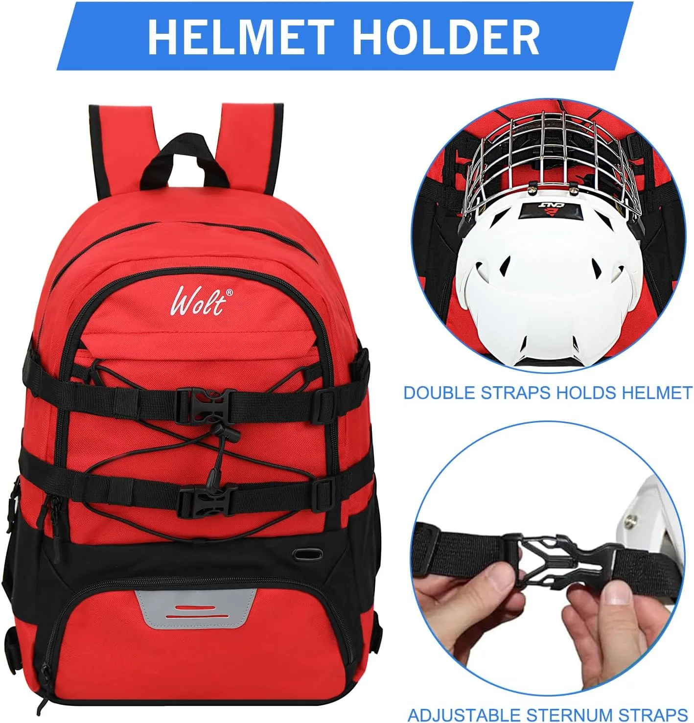 WOLT Lacrosse Bag-Lacrosse Backpack with Two Sticks Holder-Large Field Hockey Bag Holds All Sport Gears
