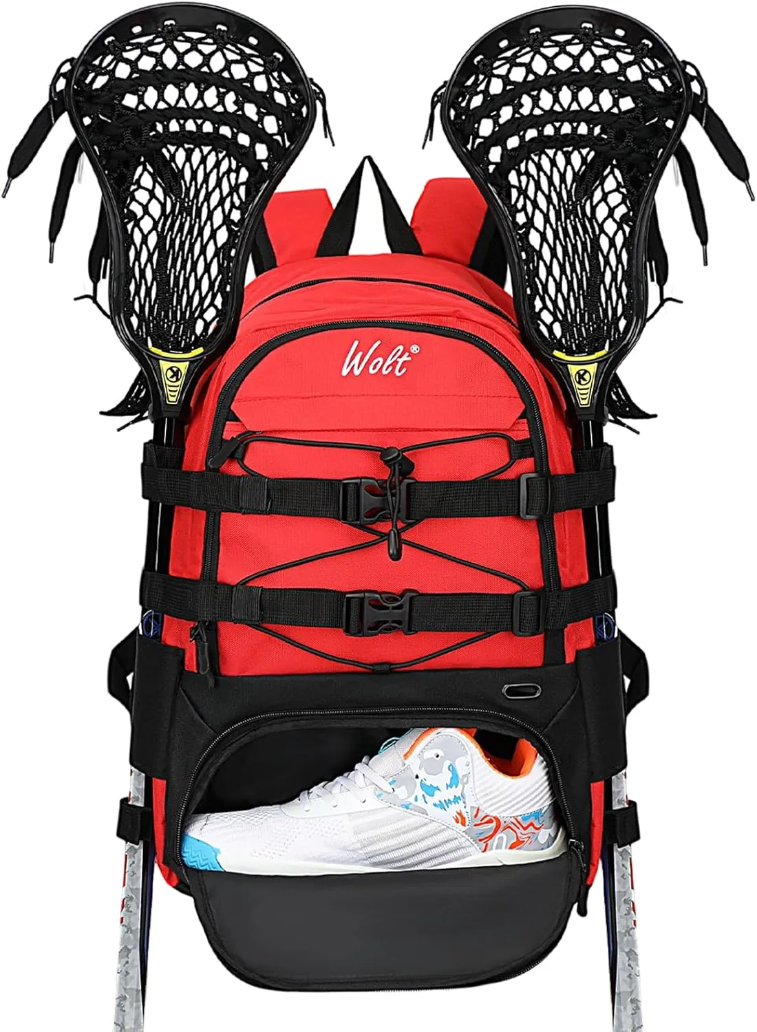 WOLT Lacrosse Bag-Lacrosse Backpack with Two Sticks Holder-Large Field Hockey Bag Holds All Sport Gears
