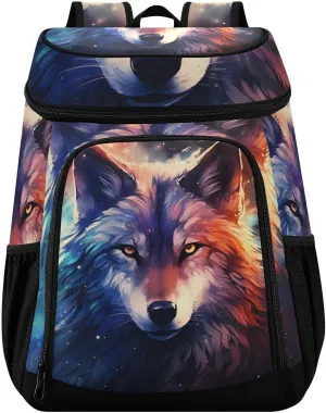 Wolves Galaxy Wolf Cooler Backpack Cooler Insulated Leak Proof Lunch Backpack 36 Cans Waterproof Soft for Men Women Picnic Hiking Camping Beach