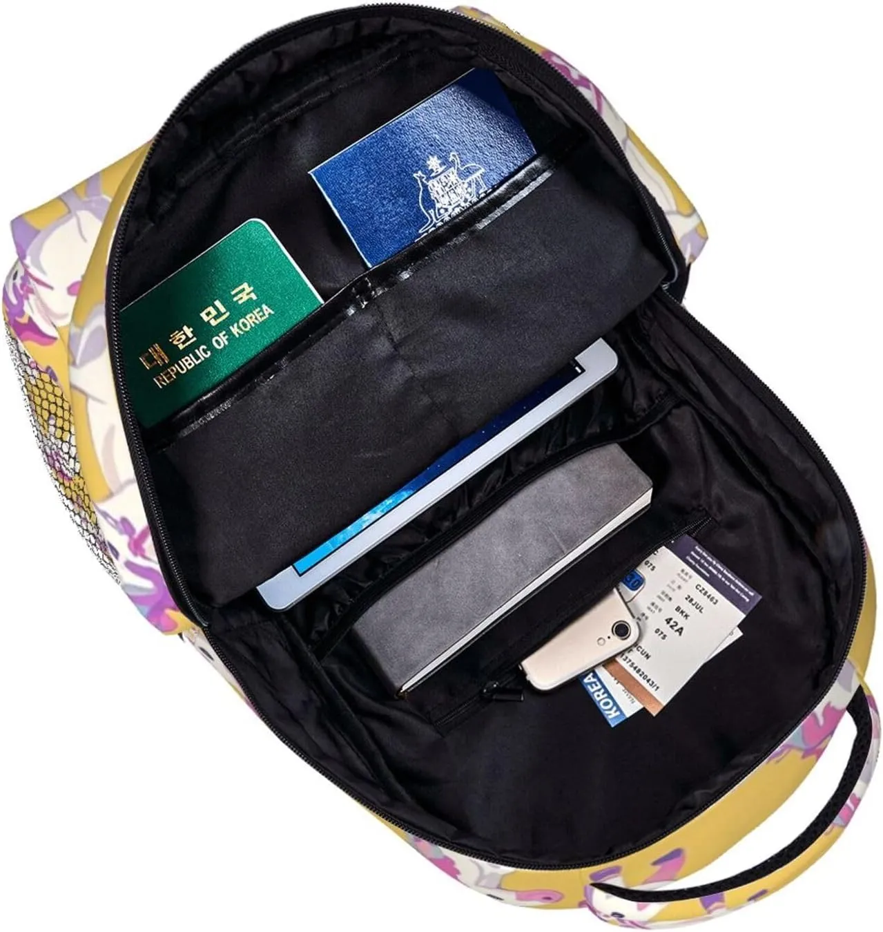 Women Men Polyester Magical Unicorn Art Casual Daypack Large Capacity Bookbag With Side Pockets for Sports Picnic Walking Cycling