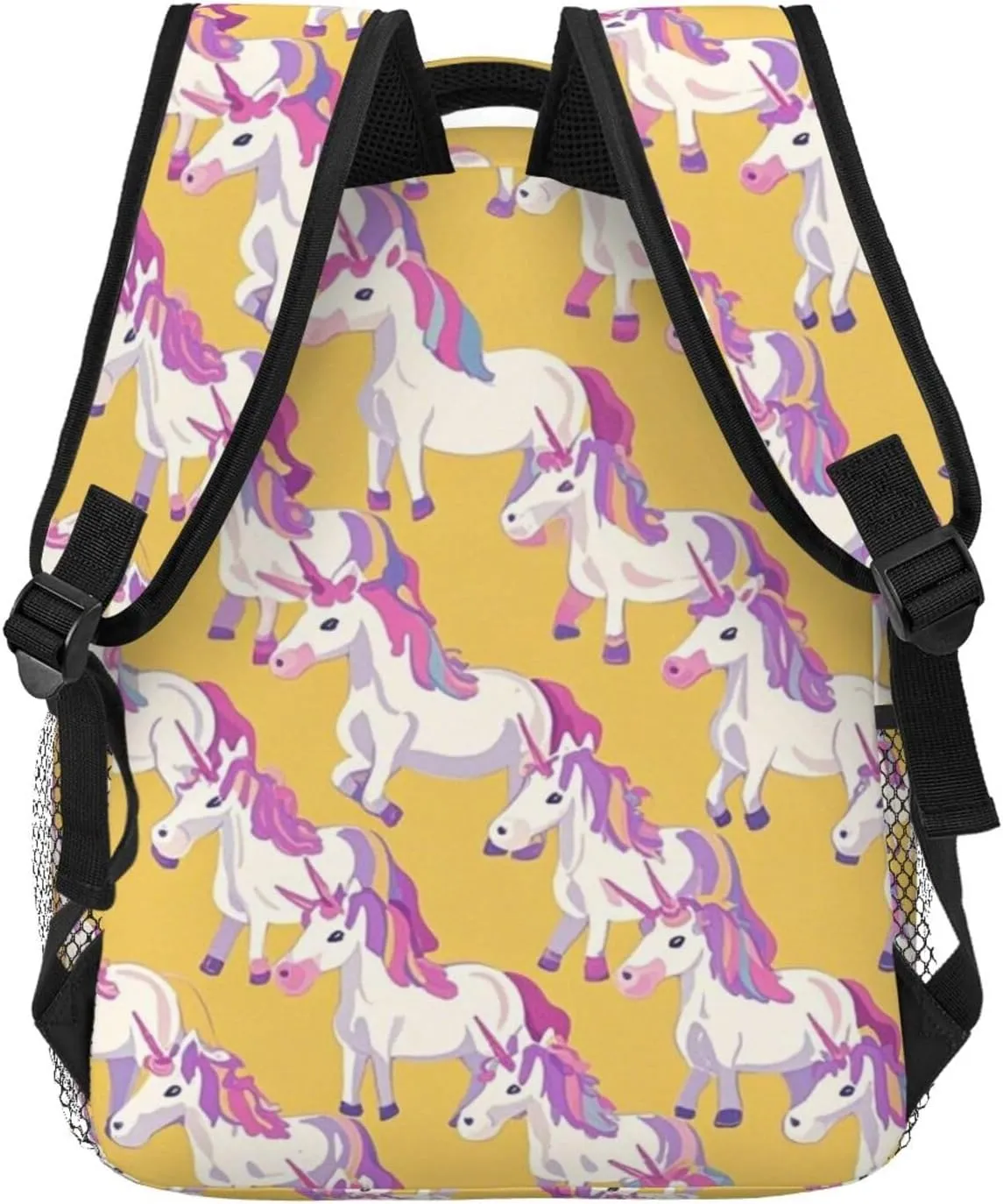 Women Men Polyester Magical Unicorn Art Casual Daypack Large Capacity Bookbag With Side Pockets for Sports Picnic Walking Cycling