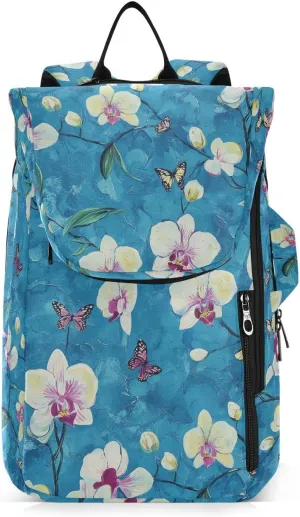 Women Men Tennis Backpack Large Storage Cartoon Orchid Blue Flower 2 Rackets Padded Tennis Racket Cover Bag for Women, Men, Teenagers bolso de