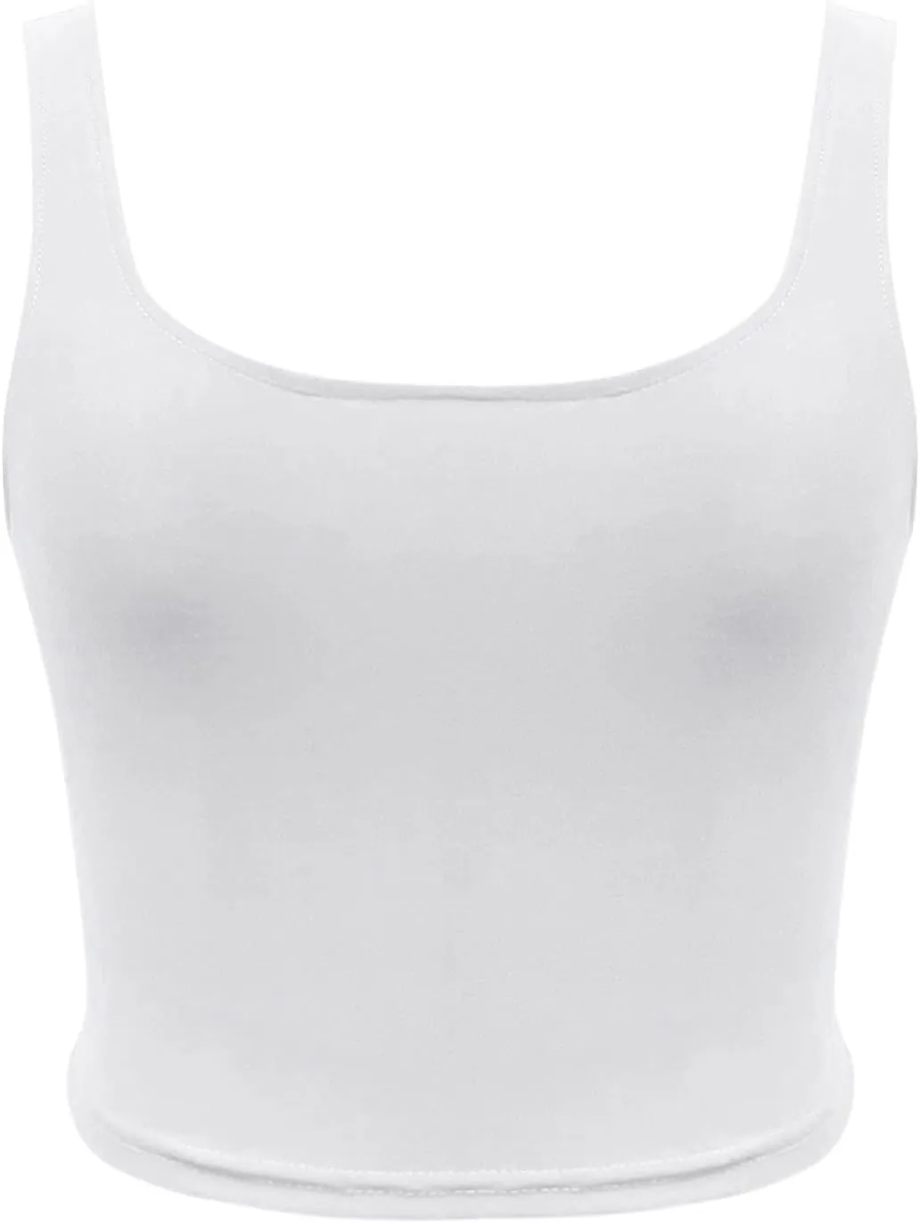 Women Sleeveless Vest Square Neck Double Layer Fitness Casual Short Top Vest N